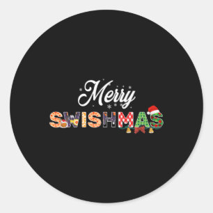 Sticker Rond Citation de Noël de basket-ball amusante Joyeux Sw