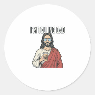 Sticker Rond Citation de papa chrétien drôle vintage