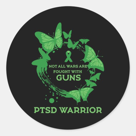 Sticker Rond Citation De Papillon Ptsd Prévention De La Dépress (Devant)