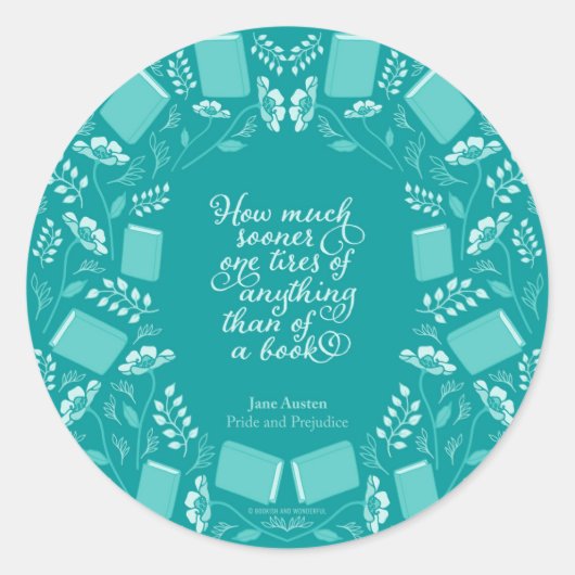 Sticker Rond Citation de réservation turquoise Floral Jane Aust (Devant)