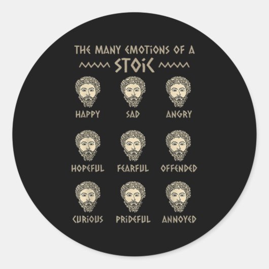 Sticker Rond Citation de stoïcisme masculin Marcus Aurelius Phi (Devant)