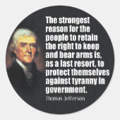 Sticker Rond Citation de Thomas Jefferson (Devant)