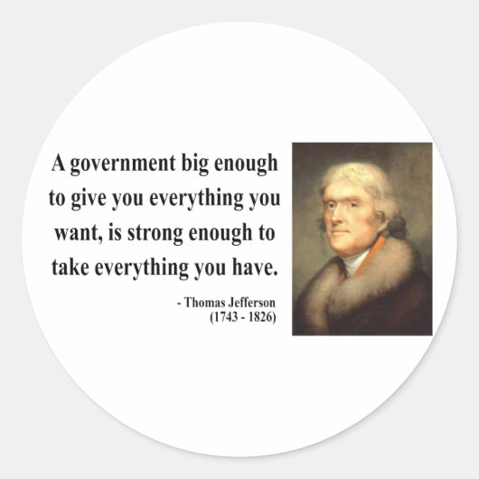 Sticker Rond Citation de Thomas Jefferson 1c (Devant)