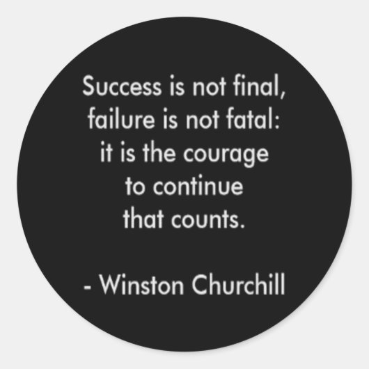 Sticker Rond Citation de Winston Churchill ; succès (Devant)