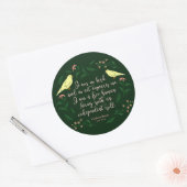 Sticker Rond Citation d'Oiseau Floral Vert Charlotte Bronte Jan (Enveloppe)