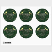 Sticker Rond Citation d'Oiseau Floral Vert Charlotte Bronte Jan (Feuille)