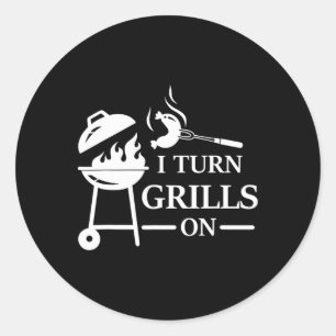 Sticker Rond Citation drôle de BBQ et de grillade J'allume les 
