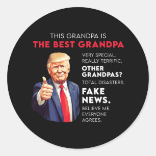 Sticker Rond Citation Drôle De Donald Trump Pour Grand-Père Con