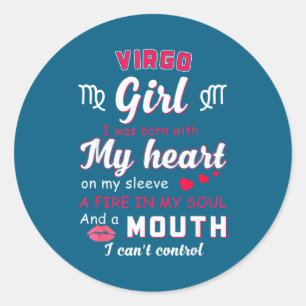 Sticker Rond Citation drôle de fille Vierge avec signe du zodia