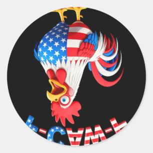 Sticker Rond Citation drôle de poulet F-caw-f Coq Mème drôle Us