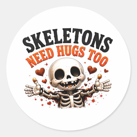Sticker Rond 🤍 Citation drôle de squelette d'Halloween 💀 (Devant)