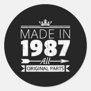 Sticker Rond Citation drôle vintage pour femmes nées en 1987