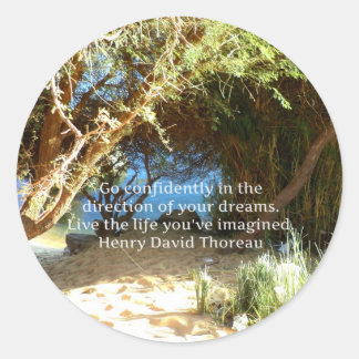 Sticker Rond Citation du rêve motivationnel Henry David Thoreau