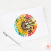 Sticker Rond Citation et tournesol tiré à la main (Enveloppe)