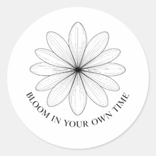 Sticker Rond Citation Fleur Minimaliste Épanouissez-Vous À Votr
