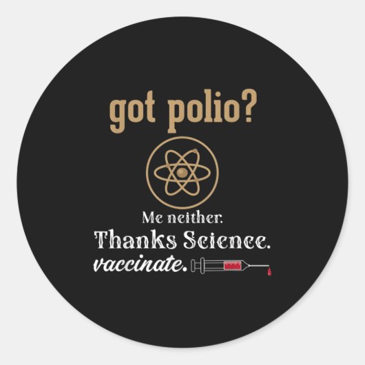 Sticker Rond Citation graphique de l'Humour amusant vacciné Sci (Devant)