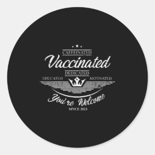 Sticker Rond Citation Graphique sur les Humours amusants vaccin