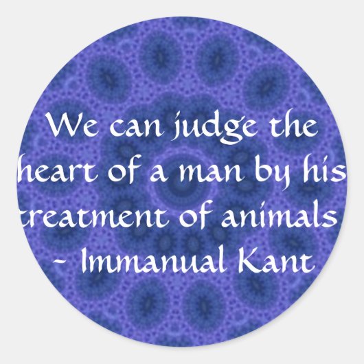 Sticker Rond Citation Immanuel Kant Animal Rights (Devant)
