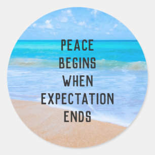 Sticker Rond Citation inspirante avec scène de plage tropicale