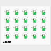 Sticker Rond Citation inspirante de grenouille mignonne personn (Feuille)