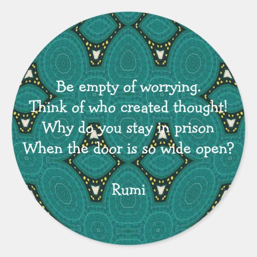 Sticker Rond Citation Inspirante Rumi Avec Design Tribal (Devant)