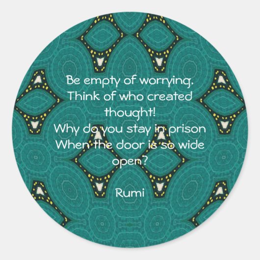 Sticker Rond Citation Inspirante Rumi Avec Design Tribal (Devant)