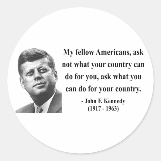 Sticker Rond Citation JFK 3b (Devant)