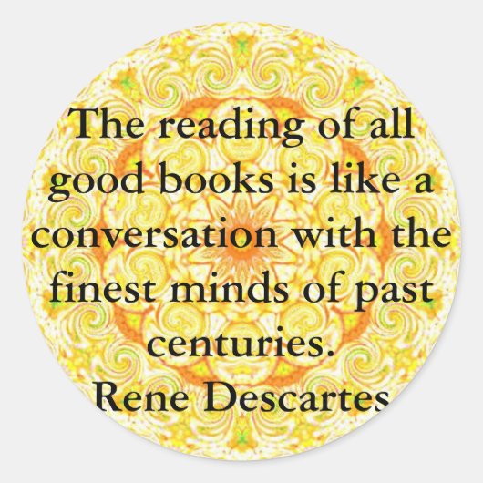 Sticker Rond Citation Littérature René Descartes (Devant)
