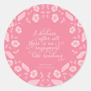 Sticker Rond Citation livresque florale de Jane Austen de