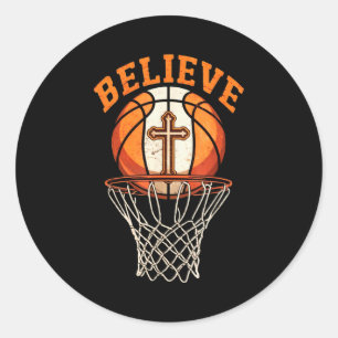 Sticker Rond Citation Rétro Croire Motivation Basket-ball Chrét
