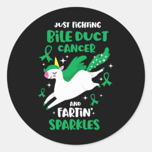Sticker Rond Citation sur le cancer des voies biliaires Licorne