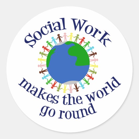 Sticker Rond Citation sur le travail social inspirationnel (Devant)