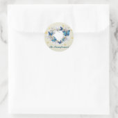Sticker Rond Citation Transformée Cœur et Papillons Bleus (Sac)