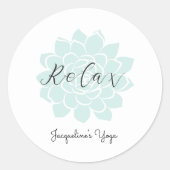 Sticker Rond Citation Yoga Relaxation Verte Blanc (Devant)