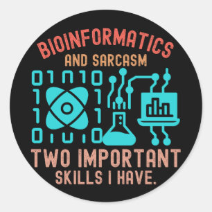 Sticker Rond Citations de bio-informatique, dictons de bio-info