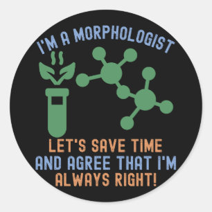 Sticker Rond Citations de morphologie1, J'adore la morphologie