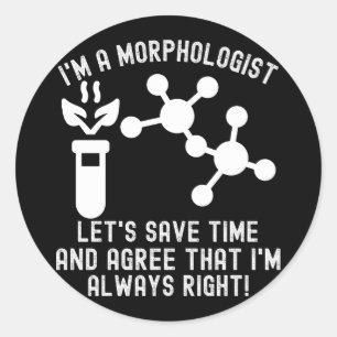 Sticker Rond Citations de morphologie1, J'adore la morphologie