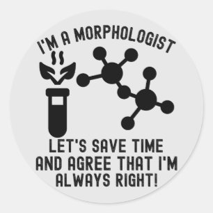Sticker Rond Citations de morphologie1, J'adore la morphologie