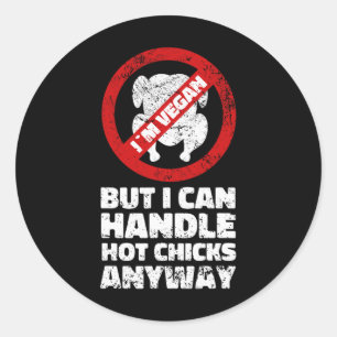 Sticker Rond Citations de poulet végane sarcastiques végétarien