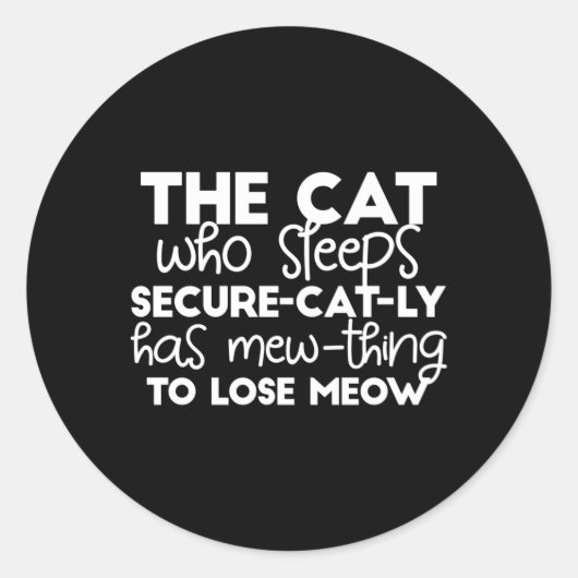Sticker Rond citations drôles de chat endormis (Devant)