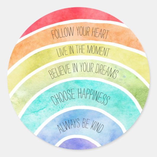Sticker Rond Citations Inspirational Rainbow personnalisées (Devant)