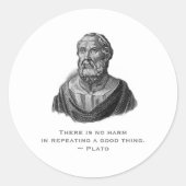 Sticker Rond Citer le philosophe de Good Deed Plato (Devant)