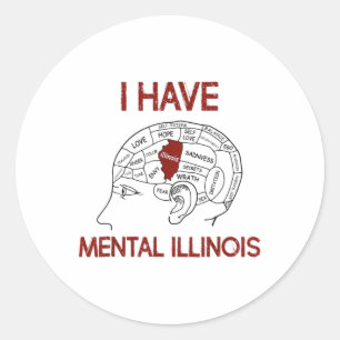 Sticker Rond Citer les amoureux J'ai Mental Illinois