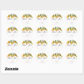 Sticker Rond Citron | Agrume | Remerciements de mariage (Feuille)