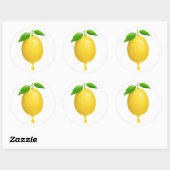 Sticker Rond Citron avec goutte de jus (Feuille)