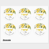 Sticker Rond Citron baby shower méditerranéen merci (Feuille)