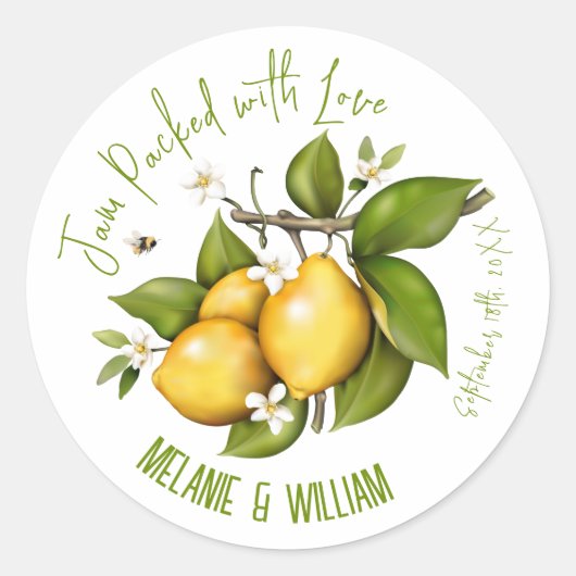 Sticker Rond Citron botanique (Devant)