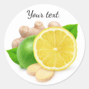 Sticker Rond Citron, chaux et gingembre
