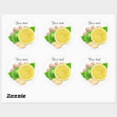 Sticker Rond Citron, chaux et gingembre (Feuille)