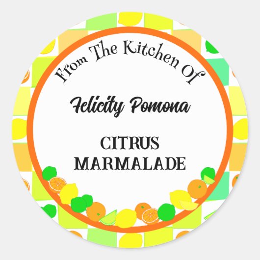 Sticker Rond Citron, chaux et oranges Agrumes Fruit modifiable (Devant)